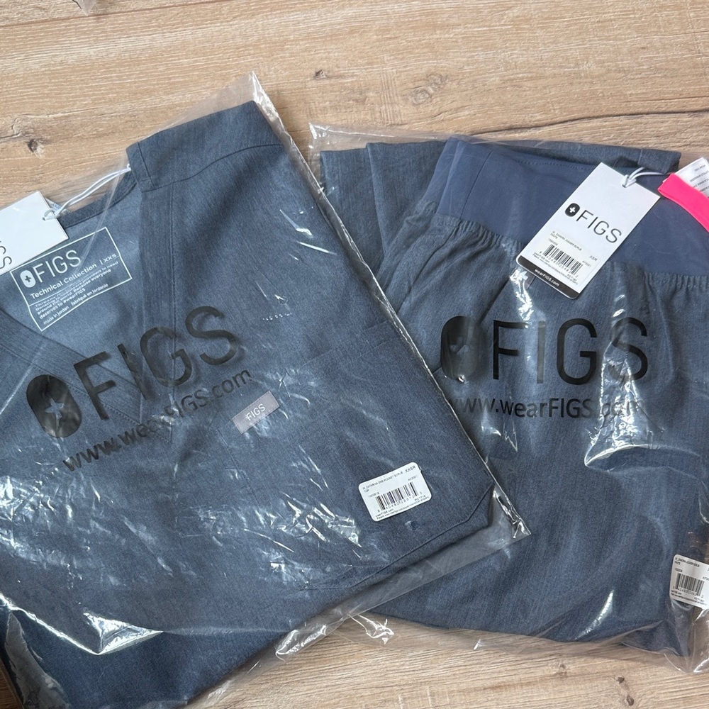 Figs heather denim scrub set